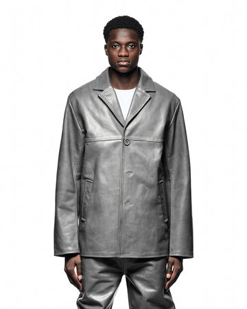 Washed Paneled Leather Jacket