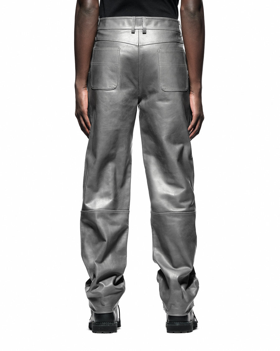 Washed Paneled Leather Pants